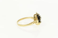 Load image into Gallery viewer, 10K Heart Black Onyx Diamond Bypass Retro Ring Size 5.5 Yellow Gold