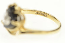 Load image into Gallery viewer, 10K Heart Black Onyx Diamond Bypass Retro Ring Size 5.5 Yellow Gold