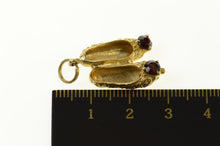 Load image into Gallery viewer, 14K Garnet Ornate Slippers Ballet Dance Shoes Charm/Pendant Yellow Gold