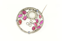Load image into Gallery viewer, Platinum Ruby Diamond Sapphire Opal Flower Ornate Pin/Brooch