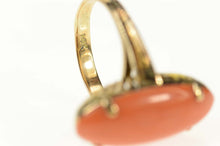 Load image into Gallery viewer, 14K 1930's Oval Red Coral Cabochon Statement Ring Size 6 Yellow Gold