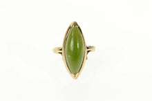 Load image into Gallery viewer, 14K Marquise Nephrite Victorian Statement Ring Size 6.25 Yellow Gold
