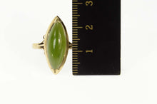 Load image into Gallery viewer, 14K Marquise Nephrite Victorian Statement Ring Size 6.25 Yellow Gold