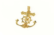 Load image into Gallery viewer, 14K Ornate Cross Anchor Crucifix Nautical Faith Pendant Yellow Gold