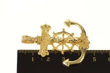 Load image into Gallery viewer, 14K Ornate Cross Anchor Crucifix Nautical Faith Pendant Yellow Gold