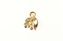 Load image into Gallery viewer, 14K Tri Tone Ruby Sapphire Leaf Cluster Pendant Yellow Gold
