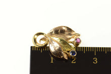 Load image into Gallery viewer, 14K Tri Tone Ruby Sapphire Leaf Cluster Pendant Yellow Gold