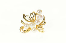 Load image into Gallery viewer, 14K Pearl Ornate Retro Floral Cluster Pin/Brooch Yellow Gold