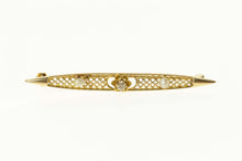 Load image into Gallery viewer, 14K Victorian Diamond Seed Pearl Filigree Bar Pin/Brooch Yellow Gold