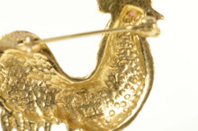 Load image into Gallery viewer, 14K Ruby Eyed Rooster Chicken Farm Animal Pin/Brooch Yellow Gold