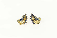 Load image into Gallery viewer, 14K Sapphire Leaf Swirl Statement Stud Earrings Yellow Gold