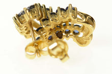 Load image into Gallery viewer, 14K Sapphire Leaf Swirl Statement Stud Earrings Yellow Gold