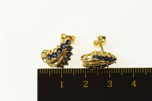 Load image into Gallery viewer, 14K Sapphire Leaf Swirl Statement Stud Earrings Yellow Gold