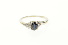 Load image into Gallery viewer, 14K Oval Natural Sapphire Diamond Accent Bypass Ring Size 7 White Gold