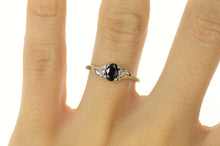 Load image into Gallery viewer, 14K Oval Natural Sapphire Diamond Accent Bypass Ring Size 7 White Gold