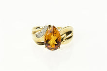 Load image into Gallery viewer, 10K Pear Citrine Diamond Statement Bypass Ring Size 7.25 Yellow Gold