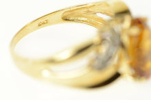 Load image into Gallery viewer, 10K Pear Citrine Diamond Statement Bypass Ring Size 7.25 Yellow Gold