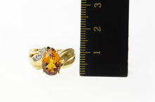 Load image into Gallery viewer, 10K Pear Citrine Diamond Statement Bypass Ring Size 7.25 Yellow Gold