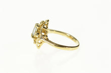 Load image into Gallery viewer, 10K Marquise Blue Topaz Diamond Ornate Filigree Ring Size 3.25 Yellow Gold