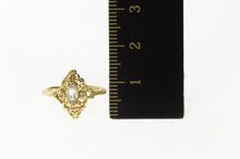 Load image into Gallery viewer, 10K Marquise Blue Topaz Diamond Ornate Filigree Ring Size 3.25 Yellow Gold