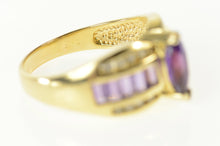 Load image into Gallery viewer, 14K Marquise Amethyst Diamond Accent Statement Ring Size 9.75 Yellow Gold