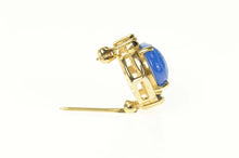 Load image into Gallery viewer, 14K Blue Agate Scarab Sapphire Accent Statement Pin/Brooch Yellow Gold