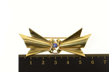 Load image into Gallery viewer, 14K Retro Sapphire Retro Bow Ribbon Pin/Brooch Yellow Gold