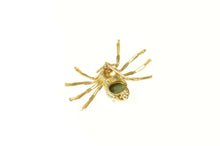 Load image into Gallery viewer, 14K Malachite Ornate Retro Spider Pin/Brooch Yellow Gold