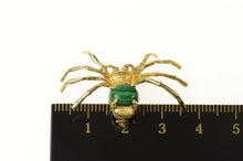 Load image into Gallery viewer, 14K Malachite Ornate Retro Spider Pin/Brooch Yellow Gold