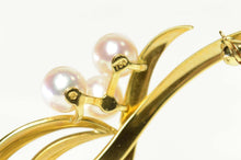 Load image into Gallery viewer, 18K Mikimoto Pearl Ornate Retro Ribbon Cluster Pin/Brooch Yellow Gold