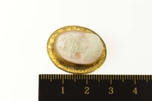 Load image into Gallery viewer, 14K Ornate Carved Shell Cameo Victorian Pin/Brooch Yellow Gold