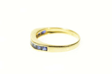 Load image into Gallery viewer, 14K Diamond Princess Sapphire Squared Band Ring Size 6.5 Yellow Gold