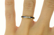 Load image into Gallery viewer, 14K Diamond Princess Sapphire Squared Band Ring Size 6.5 Yellow Gold