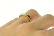 Load image into Gallery viewer, 14K Diamond Princess Sapphire Squared Band Ring Size 6.5 Yellow Gold