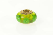 Load image into Gallery viewer, 14K Pandora Murano Green Glass Designer Charm/Pendant Yellow Gold
