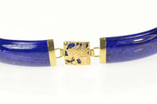 Load image into Gallery viewer, 14K Lapis Lazuli Carved Chinese Dragon Motif Bracelet 7" Yellow Gold