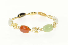 Load image into Gallery viewer, 14K Multi Colored Jade Chinese Character Fortune Bracelet 7.25" Yellow Gold
