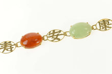 Load image into Gallery viewer, 14K Multi Colored Jade Chinese Character Fortune Bracelet 7.25" Yellow Gold