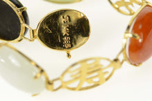 Load image into Gallery viewer, 14K Multi Colored Jade Chinese Character Fortune Bracelet 7.25" Yellow Gold