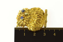 Load image into Gallery viewer, 18K Sapphire Eyed Ornate Owl Wisdom Symbol Pin/Brooch Yellow Gold