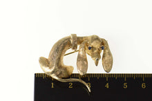 Load image into Gallery viewer, 14K Retro Ornate Garnet Eyed Dachshund Dog Pin/Brooch Yellow Gold