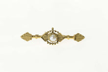Load image into Gallery viewer, 14K Ornate Victorian Pearl Statement Bar Pin/Brooch Yellow Gold