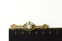 Load image into Gallery viewer, 14K Ornate Victorian Pearl Statement Bar Pin/Brooch Yellow Gold