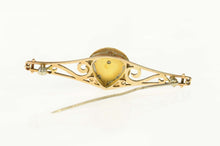 Load image into Gallery viewer, 14K Art Nouveau Diamond Lily Filigree Bar Pin/Brooch Yellow Gold