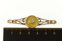 Load image into Gallery viewer, 14K Art Nouveau Diamond Lily Filigree Bar Pin/Brooch Yellow Gold