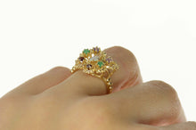 Load image into Gallery viewer, 14K Garnet Emerald Amethyst Opal Butterfly Ring Size 6.25 Yellow Gold