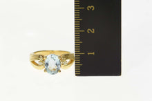 Load image into Gallery viewer, 14K Oval Blue Topaz Diamond Accent Statement Ring Size 4.75 Yellow Gold