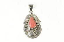 Load image into Gallery viewer, Sterling Silver Navajo Pink Agate Leaf Floral Ornate Pendant