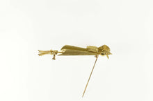 Load image into Gallery viewer, 14K Retro Witch Riding Broomstick Pearl Sapphire Pin/Brooch Yellow Gold