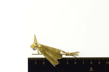 Load image into Gallery viewer, 14K Retro Witch Riding Broomstick Pearl Sapphire Pin/Brooch Yellow Gold